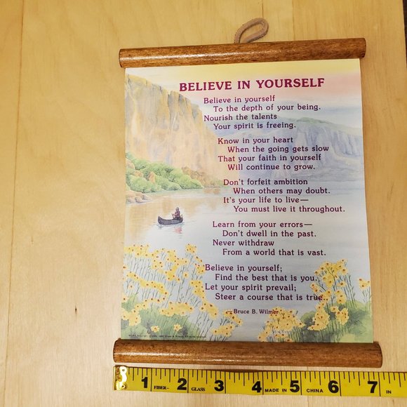 Light Lines Originals “Believe In Yourself” Wall Hanging Scroll Poem - Picture 4 of 4